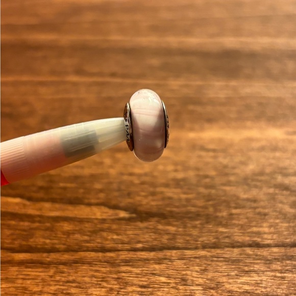 PANDORA Pink Candy Stripes Murano Glass Sterling Silver Charm - Picture 3 of 4